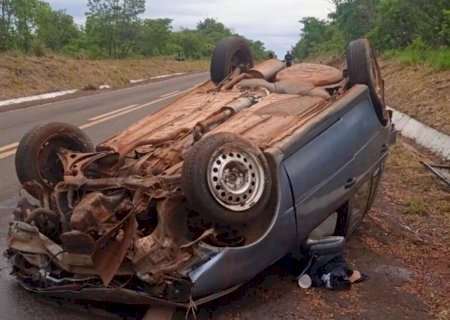 Jovem morre em hospital após sofrer acidente com capotamento entre Casa Verde e Nova Andradina na MS-134