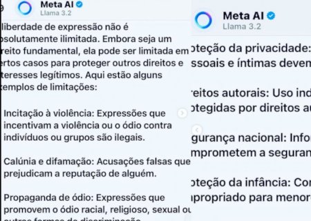 Dino publica resposta da IA do WhatsApp sobre limites da liberdade de expressão