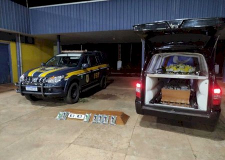 PRF encontra 162kg de cocaína dentro de caixão funerário em rodovia de MS