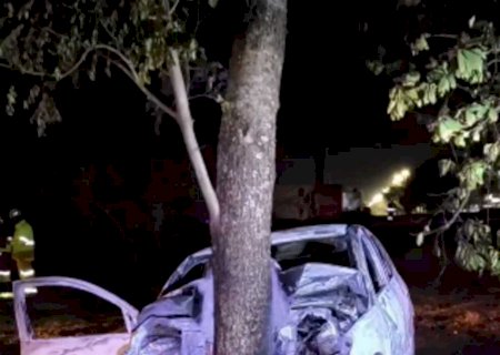 Homem de 31 anos morre após carro bater em árvore e pegar fogo>