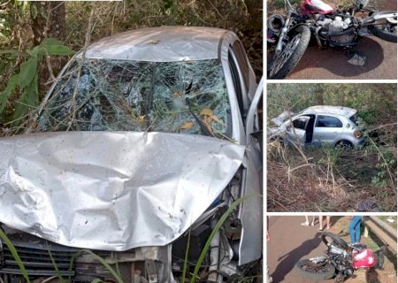 Motociclista de Caarapó fica em estado grave após acidente entre Vicentina e Fátima do Sul