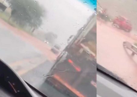 Tempo muda do nada e chuva alaga BR-163 em Campo Grande