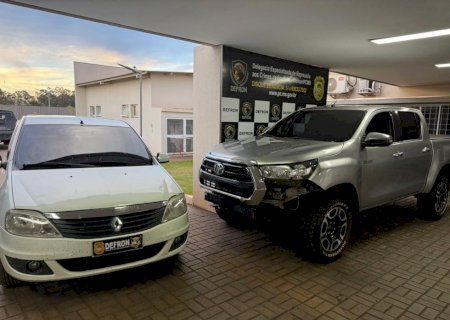 Caminhonete furtada é localizada em oficina de Dourados e dois são presos>