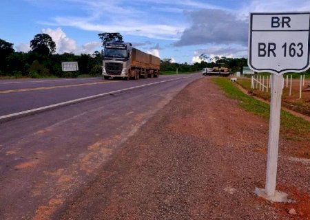 Motorista morre após caminhão atingir anta na BR-163 em Bandeirantes>