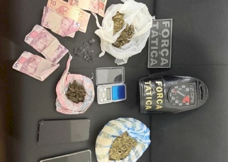 Suspeito de roubo é preso pela Força Tática com drogas e celular em Caarapó>